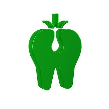 Green Broken tooth icon isolated on transparent background. Dental problem .. Stockillustratie