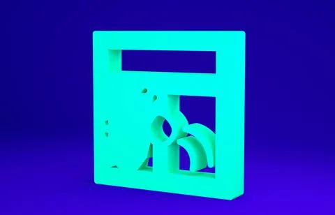 Green Broken window icon isolated on blue background. Damaged window. Beaten  Ilustración de archivo