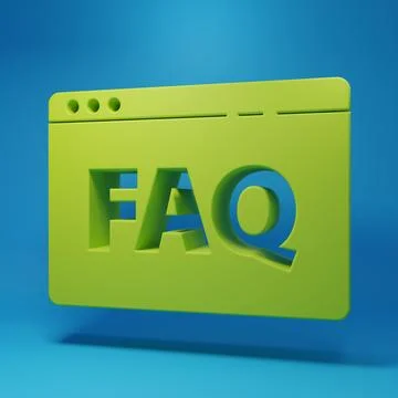 Green Browser FAQ icon isolated on blue background. Internet communication .. Stock Illustration