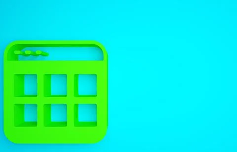 Green Browser files icon isolated on blue background. Minimalism concept. 3d  Stock Illustration