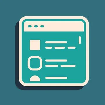 Green Browser files icon isolated on green background. Long shadow style. Vector Illustrazione stock