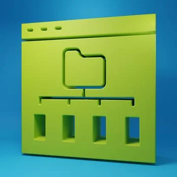 Green Browser files icon isolated on blue background. Minimalism concept. 3.. Stock Illustration