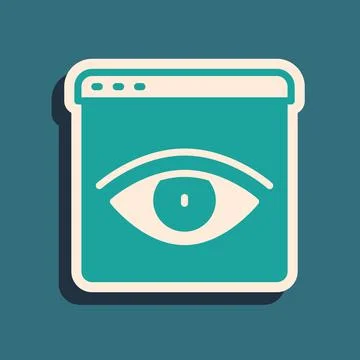 Green Browser incognito window icon isolated on green background. Long shadow Stock Illustration