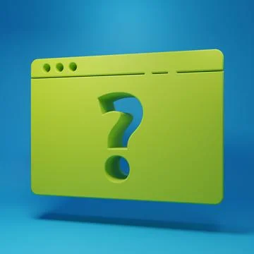 Green Browser with question mark icon isolated on blue background. Internet.. Stock Illustration