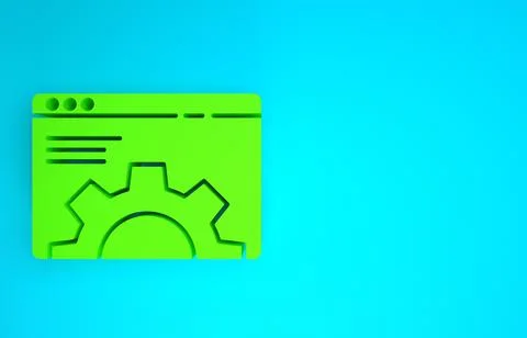 Green Browser setting icon isolated on blue background. Adjusting, service, m Stock Illustration