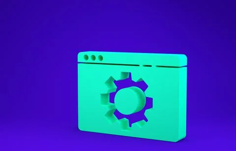 Green Browser setting icon isolated on blue background. Adjusting, service, m Stock Illustration