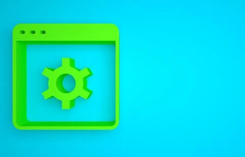 Green Browser setting icon isolated on blue background. Adjusting, service Stock Illustration