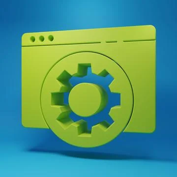 Green Browser setting icon isolated on blue background. Adjusting, service,.. Stock Illustration