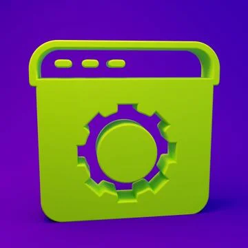 Green Browser setting icon isolated on purple-blue background. Adjusting, s.. Stock Illustration