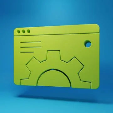 Green Browser setting icon isolated on blue background. Adjusting, service,.. Stockillustratie