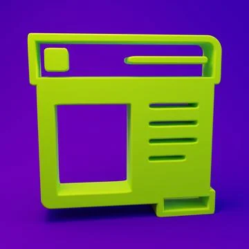 Green Browser window icon isolated on purple-blue background. Minimalism co.. Illustrazione stock