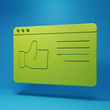 Green Browser window icon isolated on blue background. Minimalism concept. .. Illustrazione stock