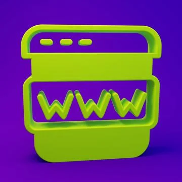 Green Browser window icon isolated on purple-blue background. Minimalism co.. Stock Illustration