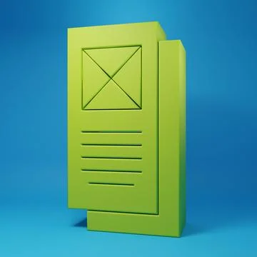 Green Browser window icon isolated on blue background. Minimalism concept. .. Illustrazione stock