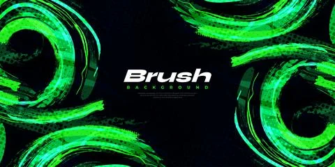 Green Brush Background with Halftone Effect. Sport Background Illustrazione stock