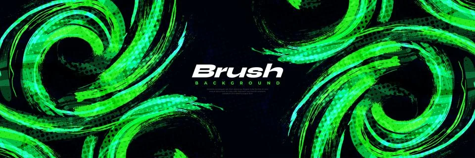 Green Brush Background with Halftone Effect. Sport Background Illustrazione stock