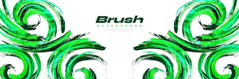 Green Brush Background with Halftone Effect. Sport Background イラスト素材