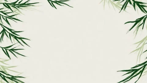 Green brush leaf frame border with copy space text overlay, hand drawn stop.. Stock Footage 342043038