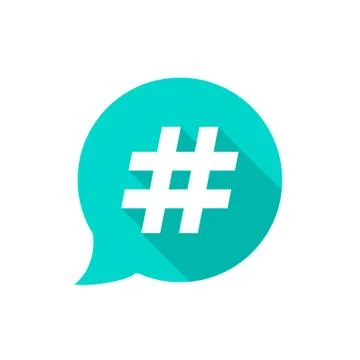 Green bubble with hashtag and long shadow Stock Illustration