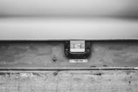 Green bubble level isolated on a white background with clipping path Stock Photos