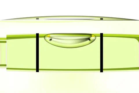 Green bubble level, tool isolated on white background. Macro view. Stock Illustration