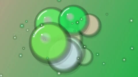 Green bubbles and dots with a network on gradient background Stockbeeldmateriaal 331647855