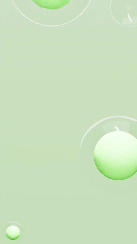 Green bubbles on a soft pastel green background. 3d rendering Stock Footage 339435353