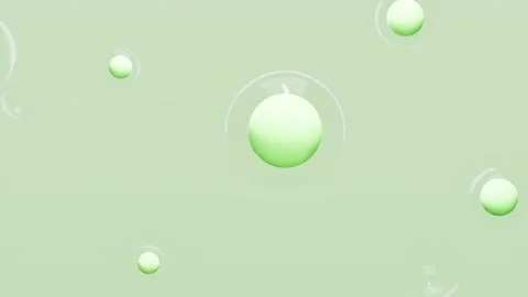 Green bubbles on a soft pastel green background. 3d rendering Stock Footage 339435380