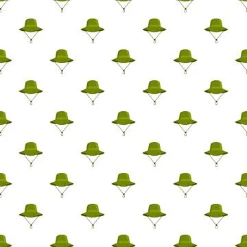 Green bucket hat seamless pattern background for outdoors 스톡 일러스트