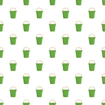 Green buckets creating a seamless background pattern Stock Illustration