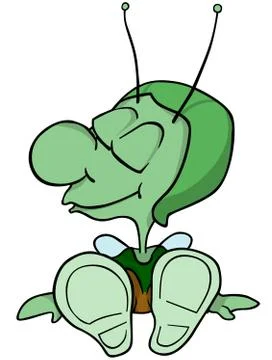 Green Bug Sitting Stock Illustration