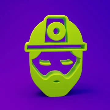 Green Builder icon isolated on purple-blue background. Construction worker... Ilustración de archivo