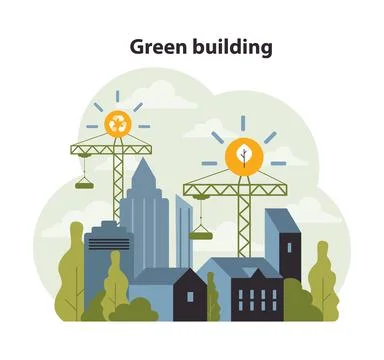 Green building concept. Flat vector illustration. Ilustración de archivo