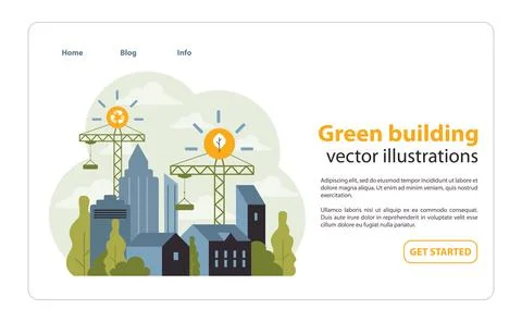 Green building concept. Flat vector illustration. Ilustración de archivo
