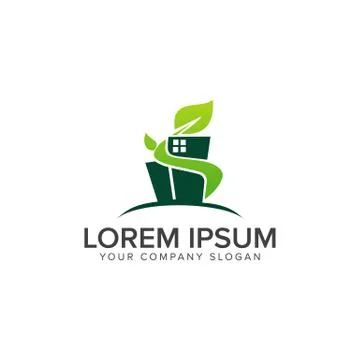 Green building construction logo design concept template Stock Illustration