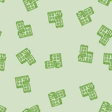 Green building environmental line vector seamless pattern Ilustración de archivo