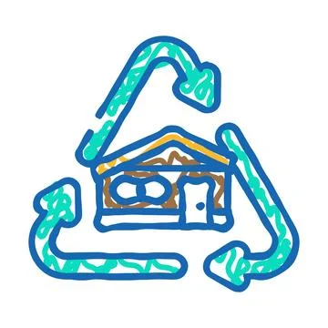 Green building materials icon doodle illustration Stock Illustration