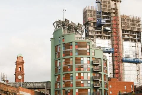 The Green building is a mixed use development next to Oxford Road railway Sta Stock Photos