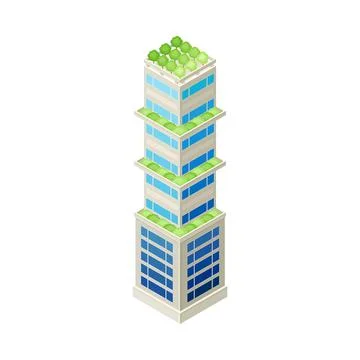 Green Building or Construction as Smart City Architecture Isometric Vector Ilustración de archivo