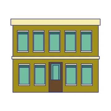 Green building with windows icon, flat design Ilustración de archivo