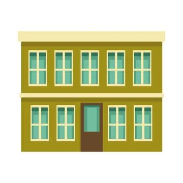 Green building with windows icon Ilustración de archivo