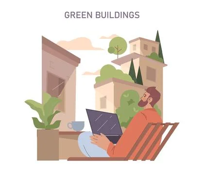 Green Buildings set. Ilustración de archivo