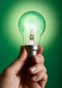 Green bulb with globe Stock Photos