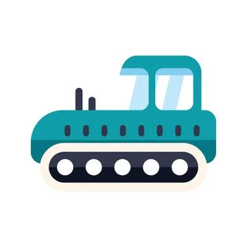 Green bulldozer driving with continuous track system 스톡 일러스트