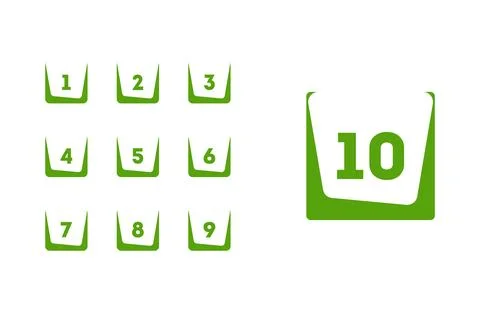 Green Bullet Point set from 1 to 10 Stock Illustration