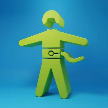 Green Bungee jumping icon isolated on blue background. Minimalism concept. .. Stock Illustration