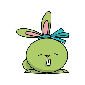 Green bunny resembling easter eggs flat vector illustration. Stockillustratie