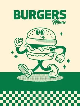 Green Burger Menu Poster Stock Illustration