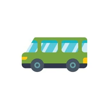 Green bus driving side view public transportation icon Stock Illustration