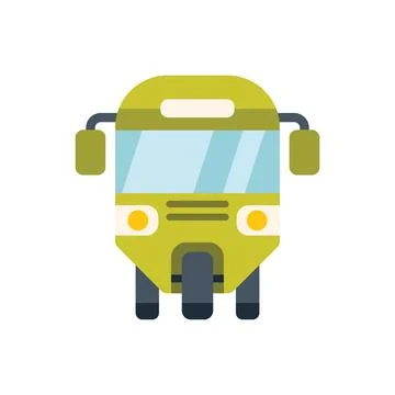 Green bus front view public transportation icon Stock Illustration